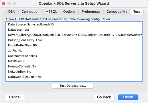 Test Data Source Button