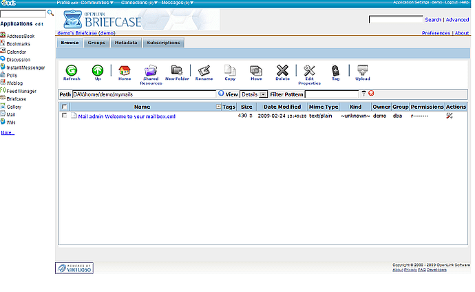 WebMail Folder Content