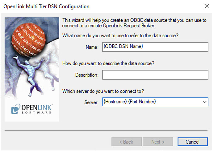 Enter DSN Name and Hostname