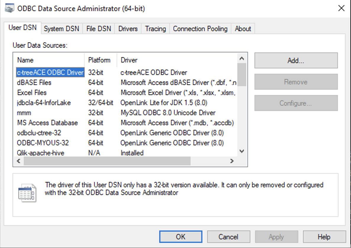 ODBC Data Source Administrator