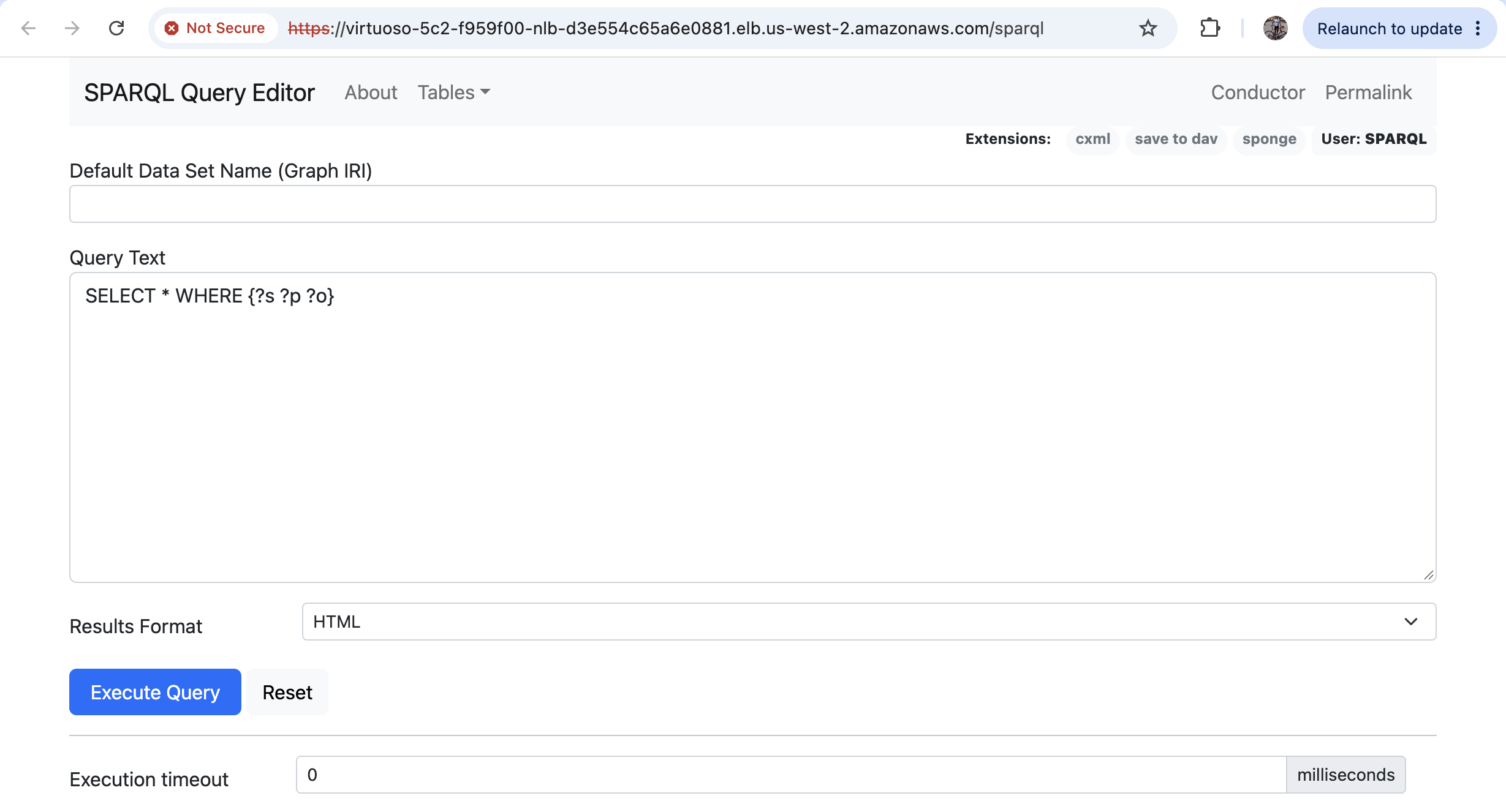 Screenshot from the guide: Use Conductor and SPARQL: SPARQL Query Editor