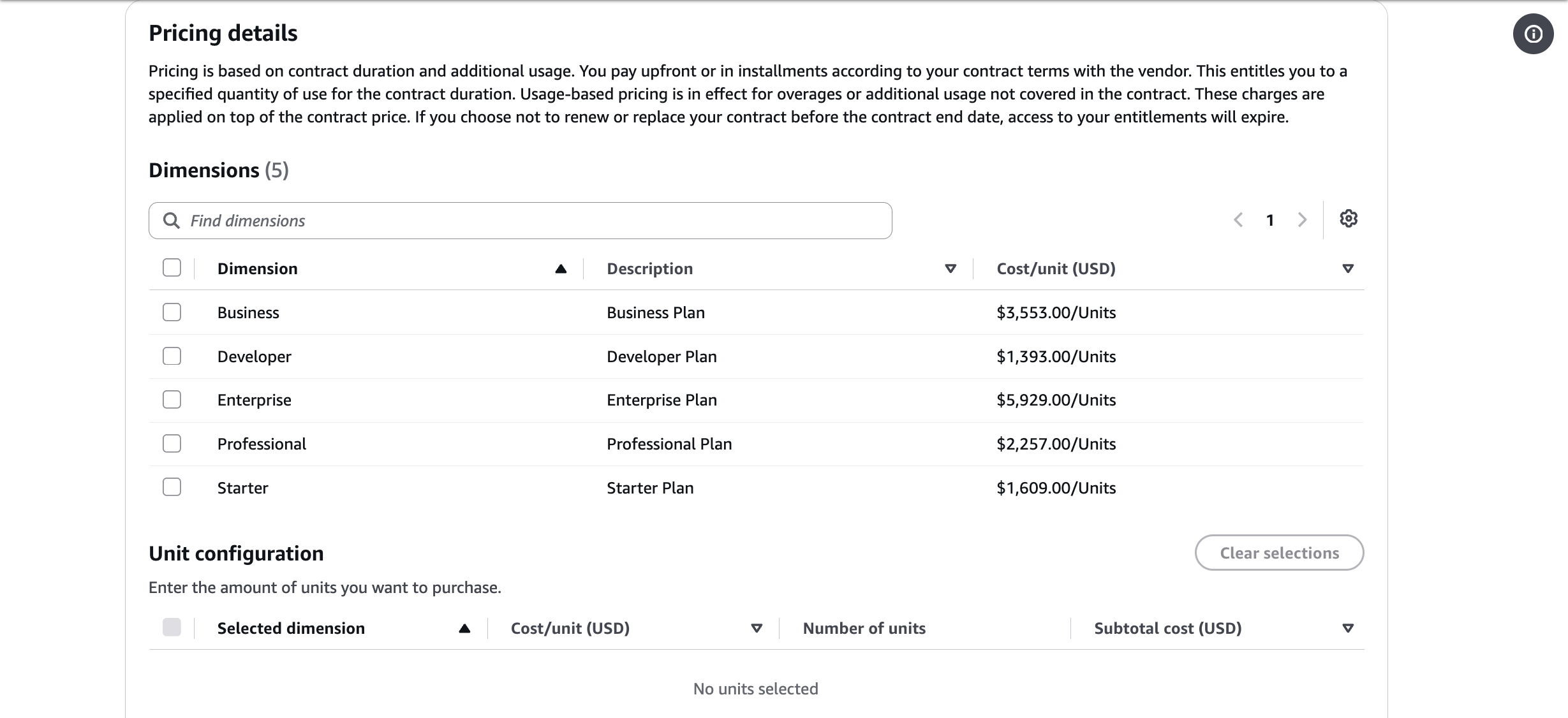 Screenshot from the guide: Select One Plan