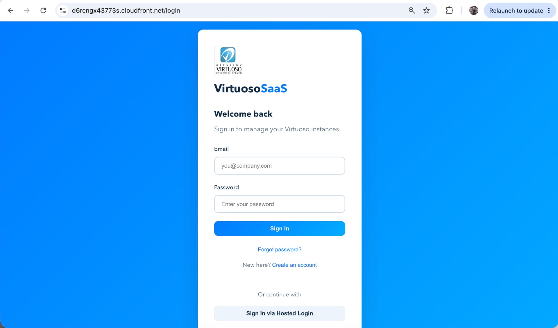 Signing in to the Virtuoso SaaS buyer portal