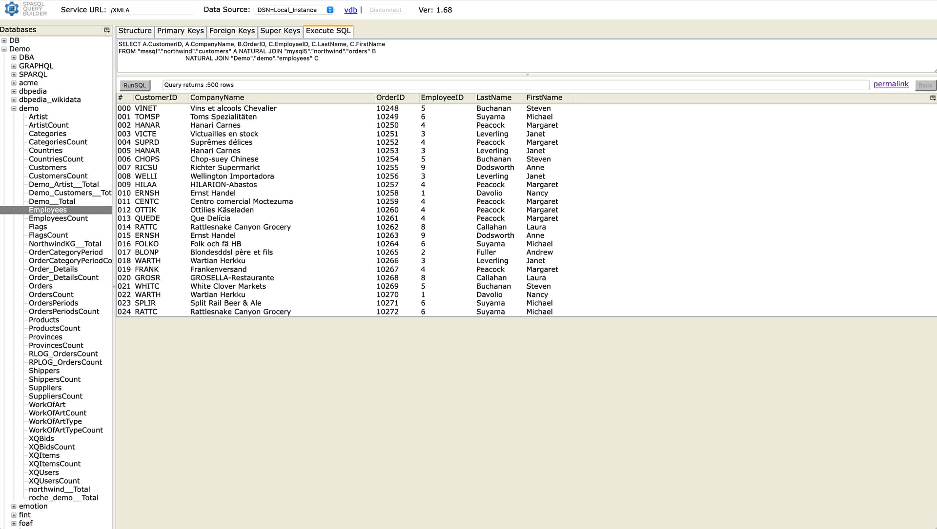 Federated SQL Example