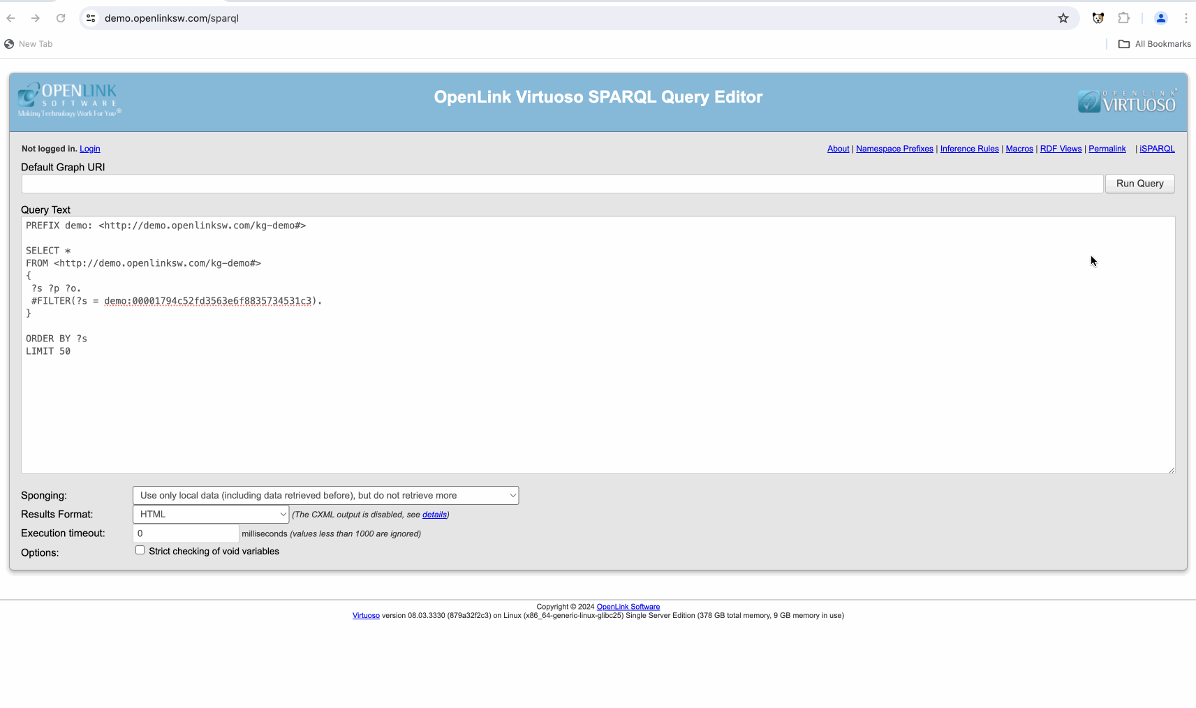 SPARQL Editor Auth Error
